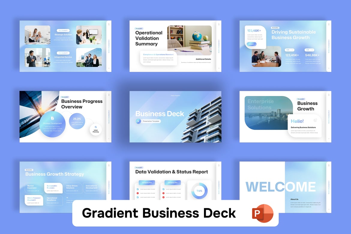 Template PowerPoint Presentasi Bisnis Gradien yang Modern