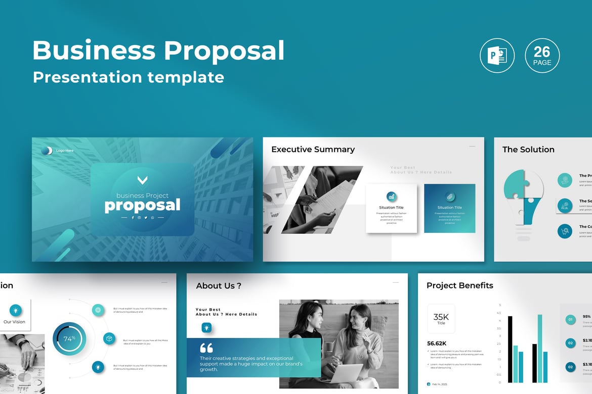 Template Presentasi PowerPoint Proposal Bisnis Gradien yang Menarik
