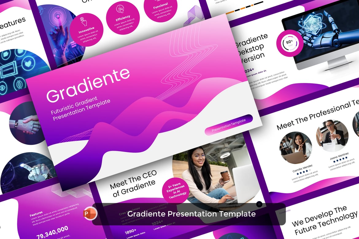 Template Presentasi PowerPoint Futuristik dengan Gradasi