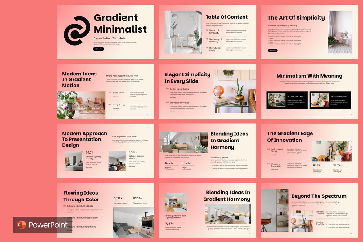 Template PowerPoint Minimalis dengan Gradasi Modern