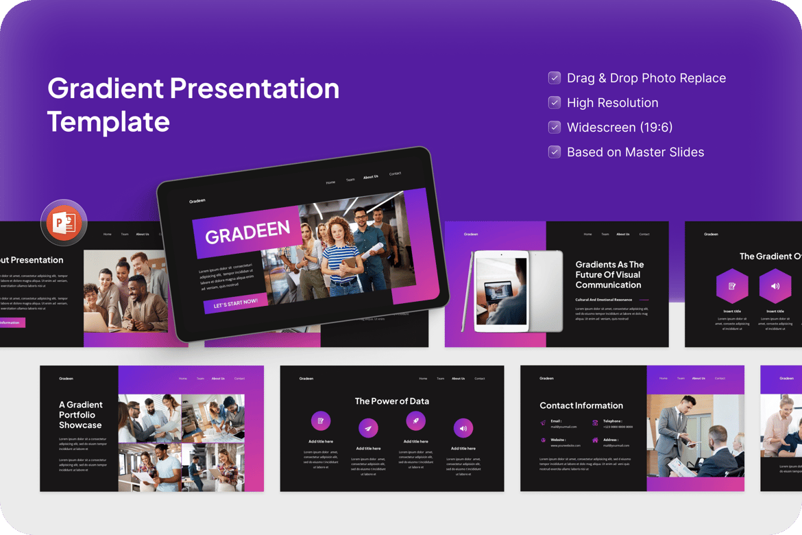 Template Presentasi PowerPoint Gradient yang Menarik
