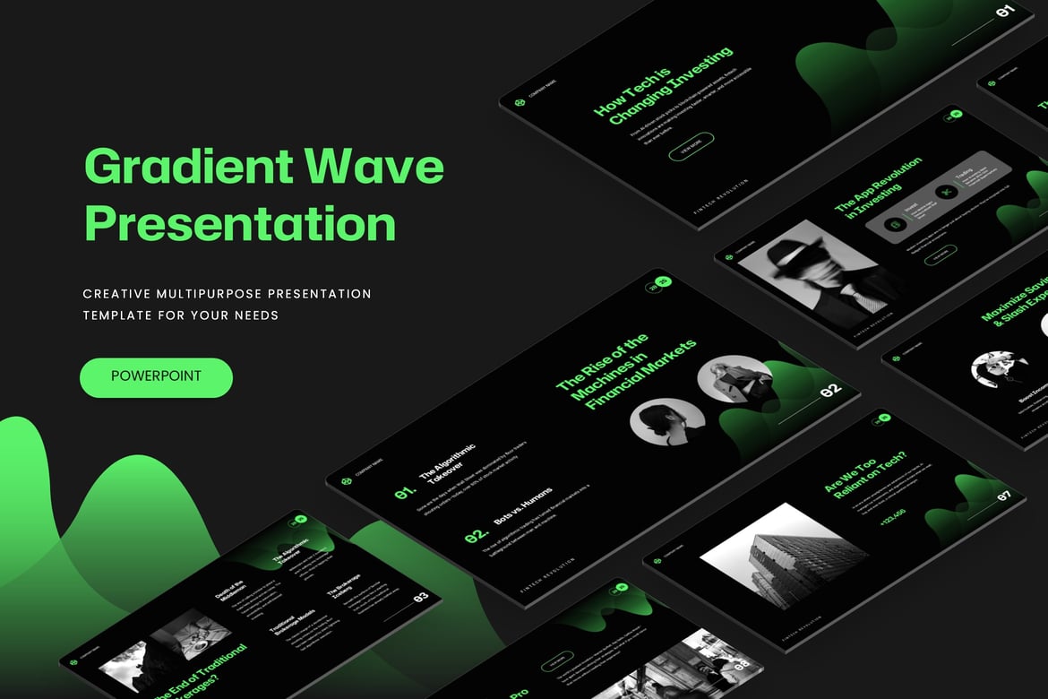 Template Powerpoint Gradient Wave yang Menawan