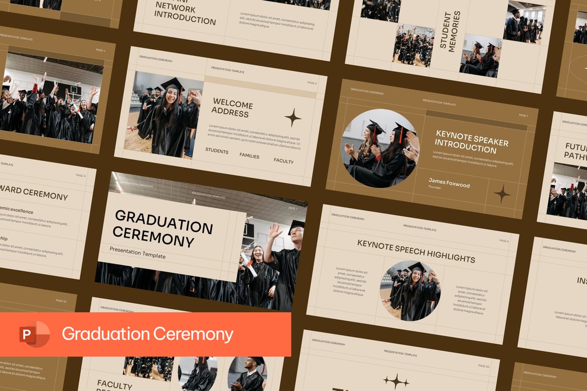 Template PowerPoint Upacara Wisuda yang Elegan dan Profesional