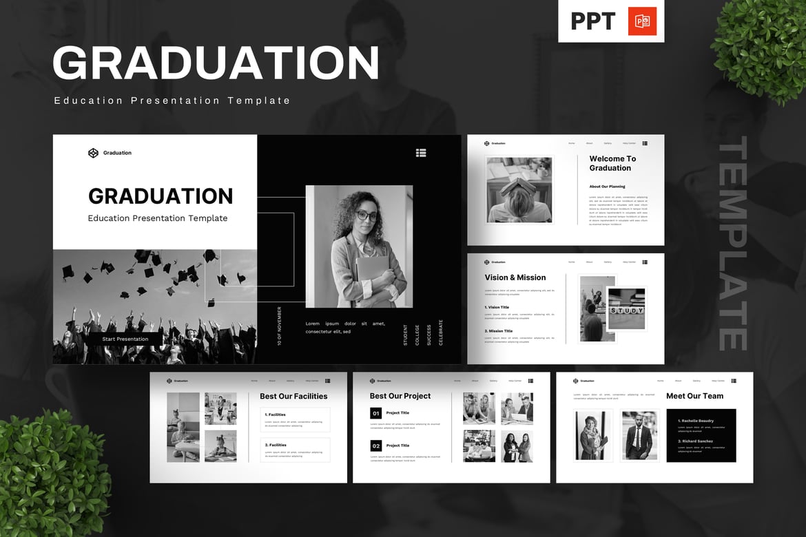 Template Presentasi Powerpoint untuk Wisuda dan Pendidikan yang Menarik