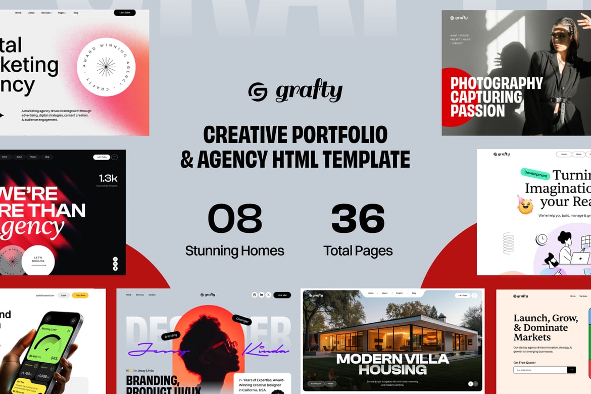 Grafty - Template Website Kreatif untuk Agensi & Portofolio