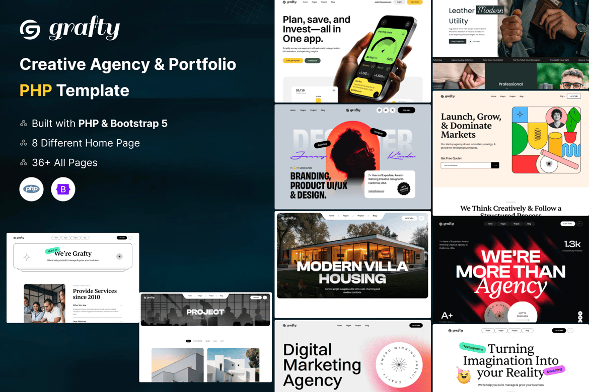 Grafty - Template Website Kreatif untuk Agensi dan Portofolio
