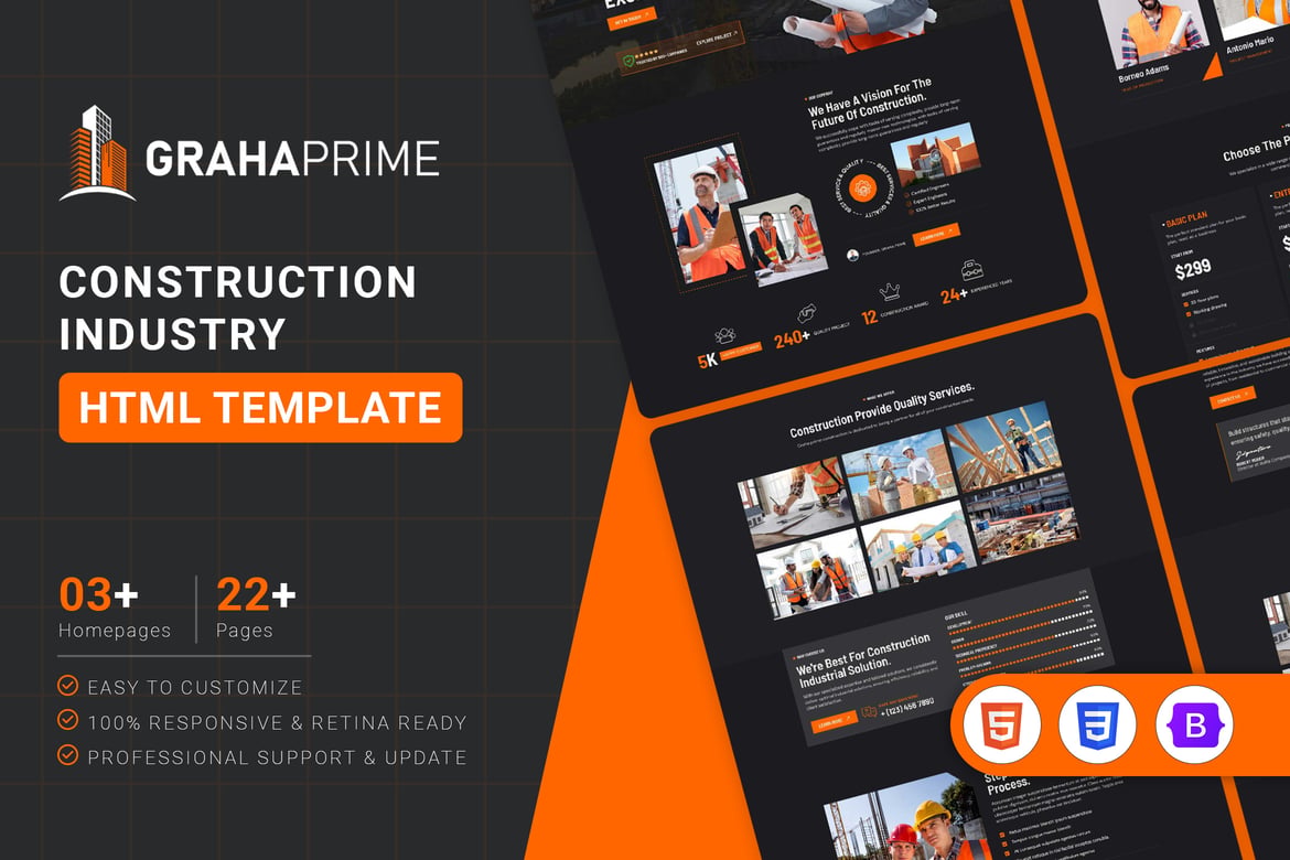 Graha Prime - Template Website Industri Konstruksi Modern