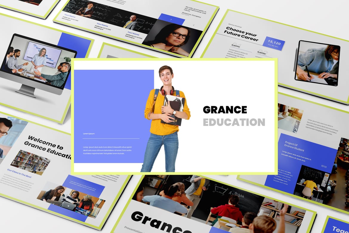 Template Presentasi PowerPoint Grance untuk Pendidikan yang Menarik