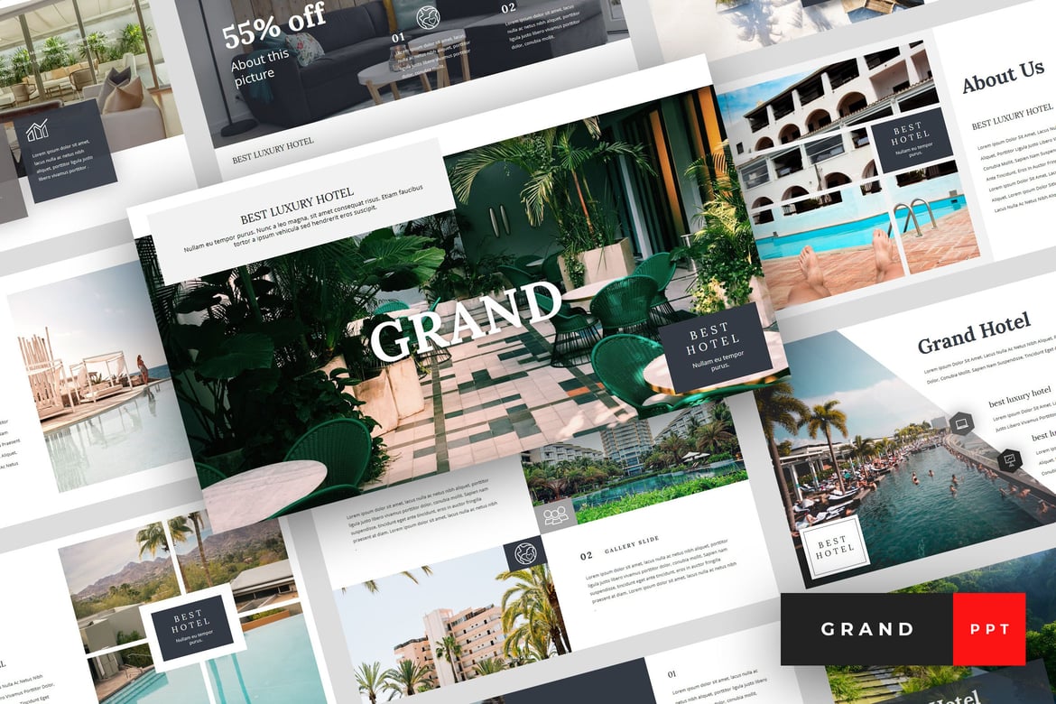 Template Presentasi PowerPoint Hotel Mewah - Grand