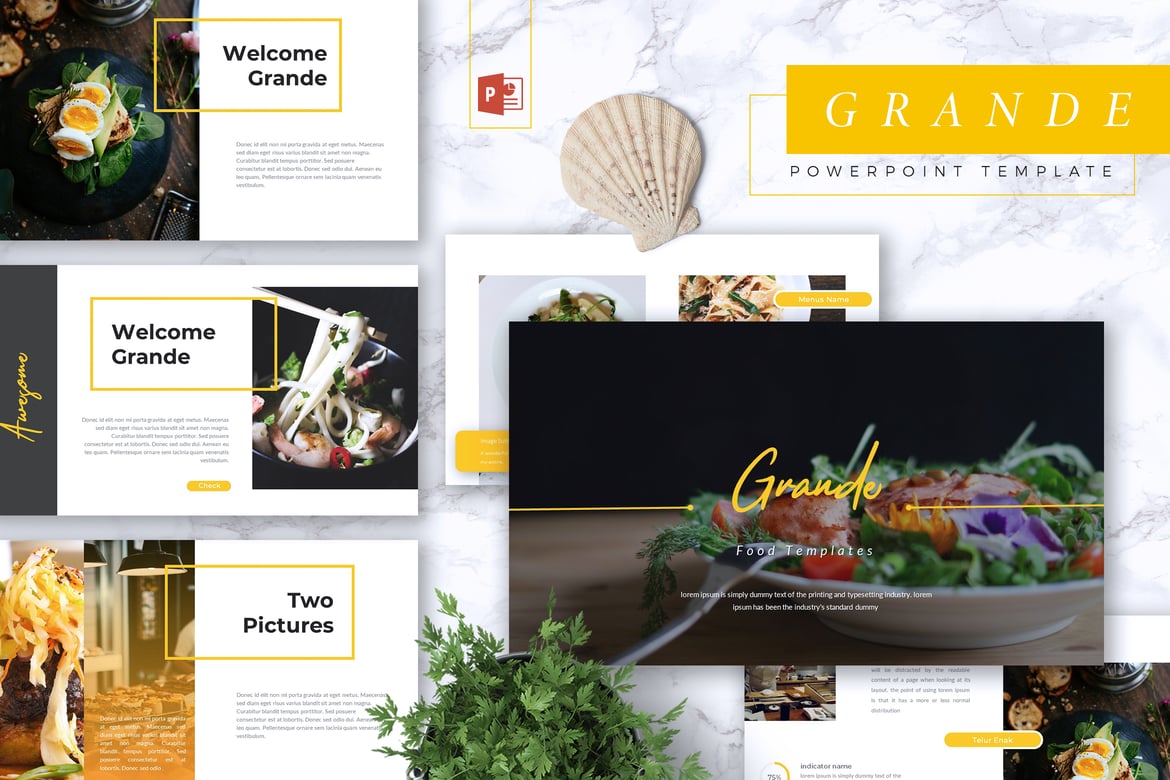Template Presentasi PowerPoint GRANDE untuk Restoran & Makanan