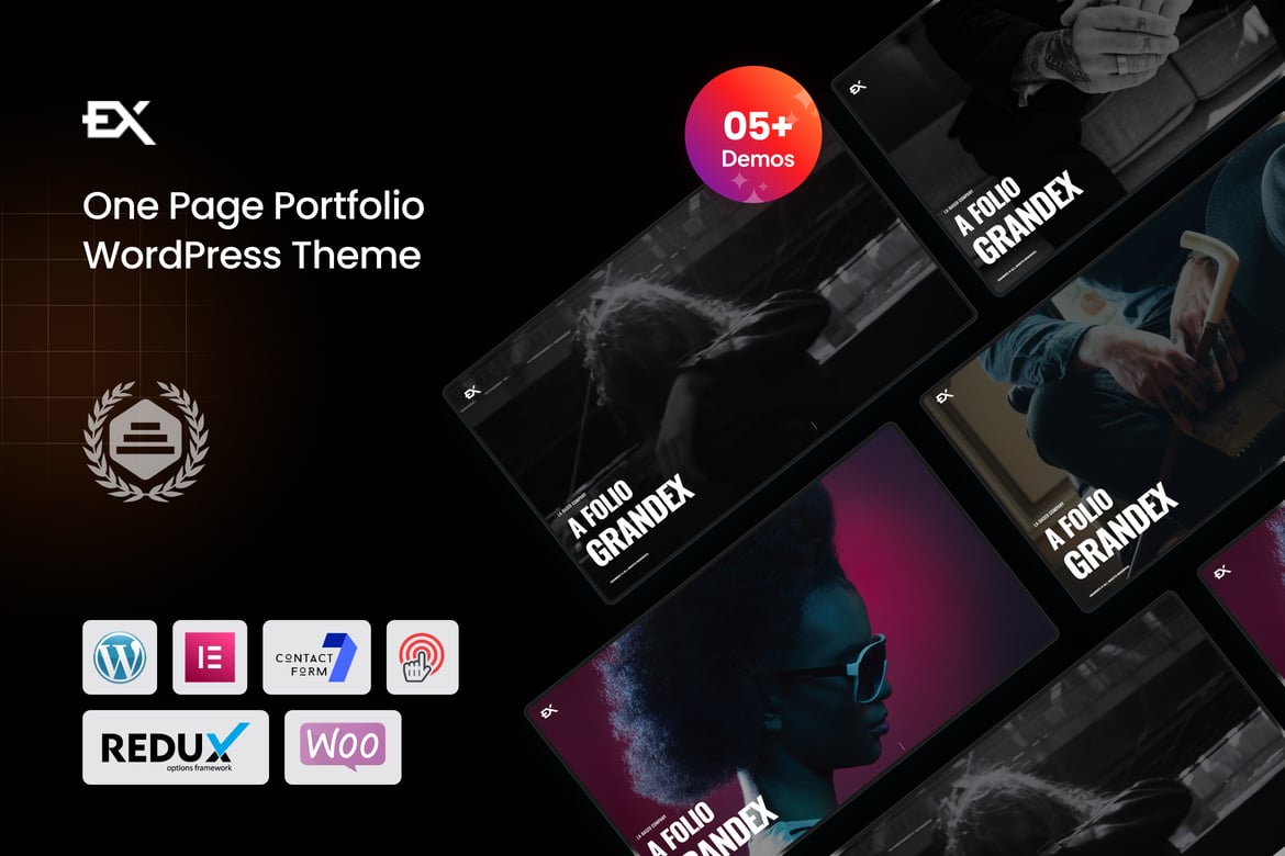 Grandex - Tema WordPress Portofolio Satu Halaman yang Menawan
