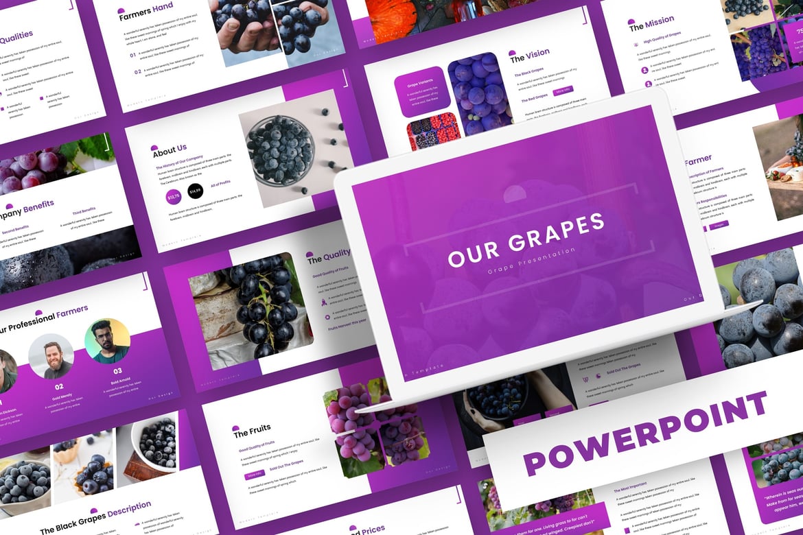 Template Powerpoint Grapes - Solusi Presentasi Menarik