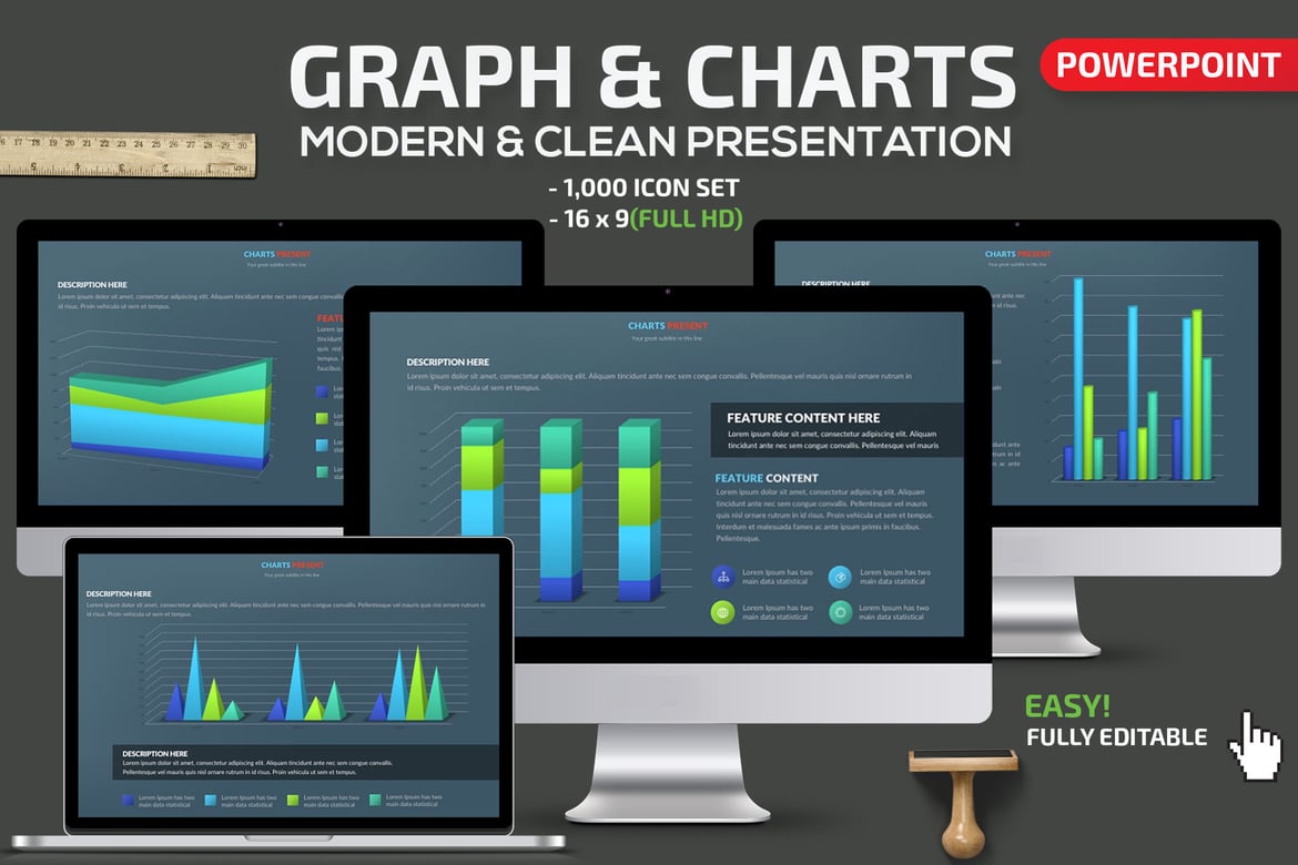 Template Presentasi Powerpoint Grafis & Diagram Menarik