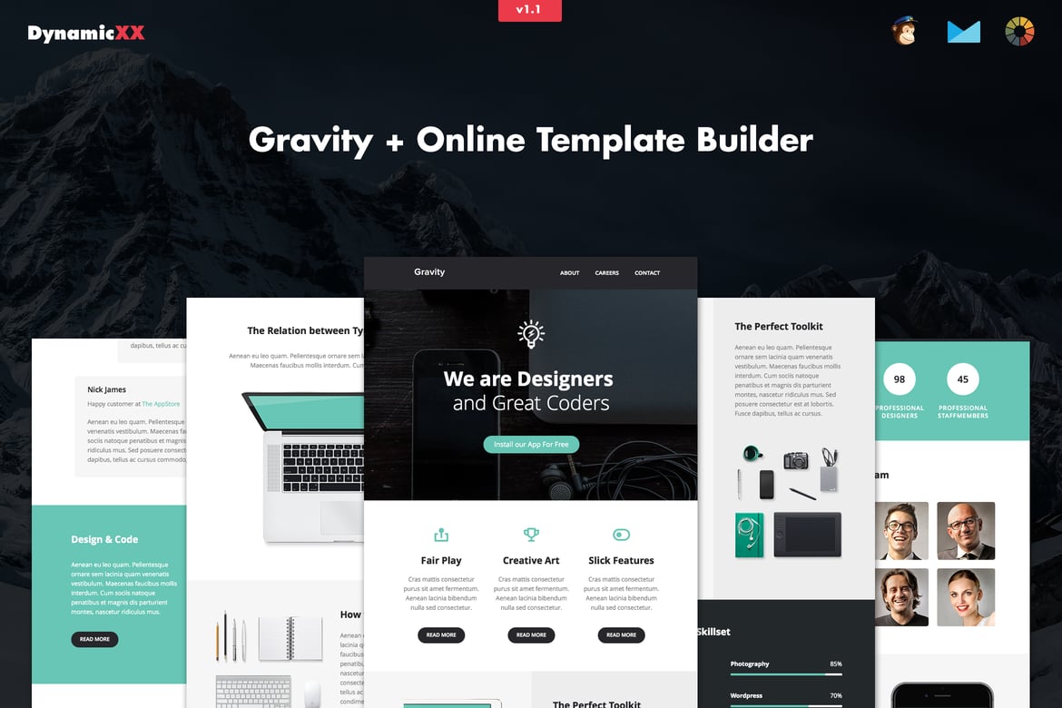 Gravity - Template Website Kreatif yang Responsif dan Pembuat Email