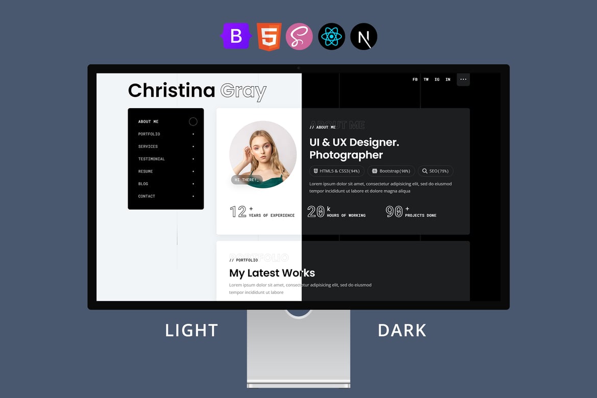 Template Website Pribadi Gray - Portfolio NextJS Modern dan Responsif