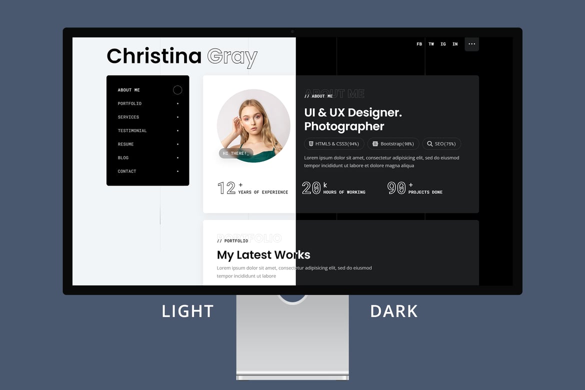 Template Website Pribadi Gray - VCard & Portfolio Modern