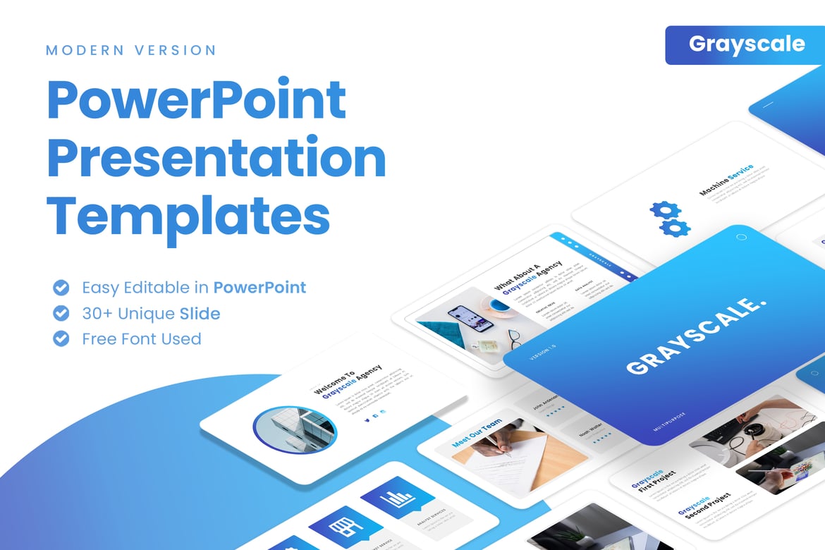 Template Presentasi PowerPoint Grayscale untuk Bisnis
