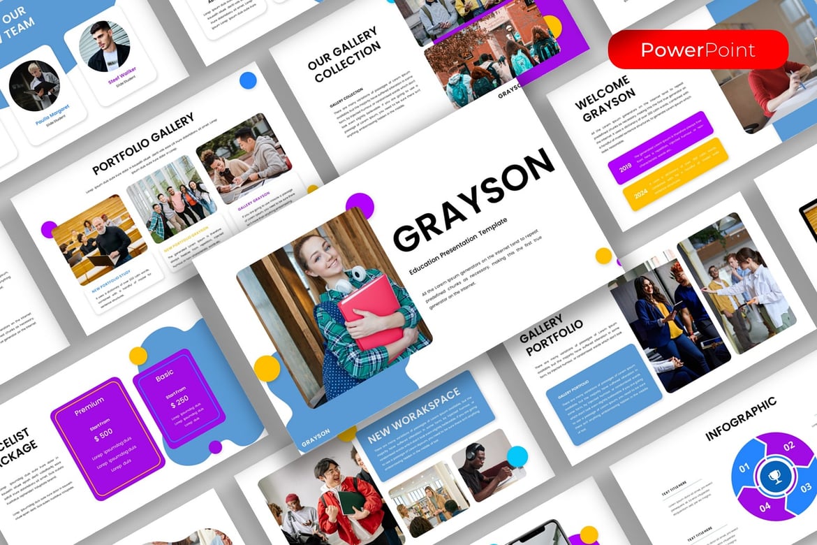 Template Presentasi PowerPoint Grayson untuk Pendidikan dan Bisnis