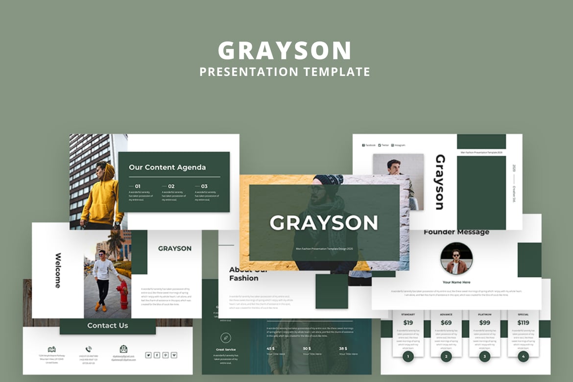 Template Presentasi Powerpoint Grayson yang Menarik dan Profesional