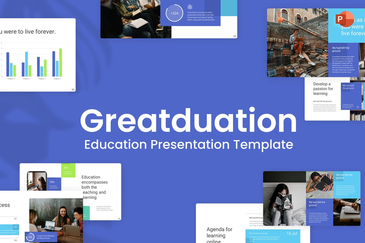 Template PowerPoint Pendidikan Greatduation yang Menarik