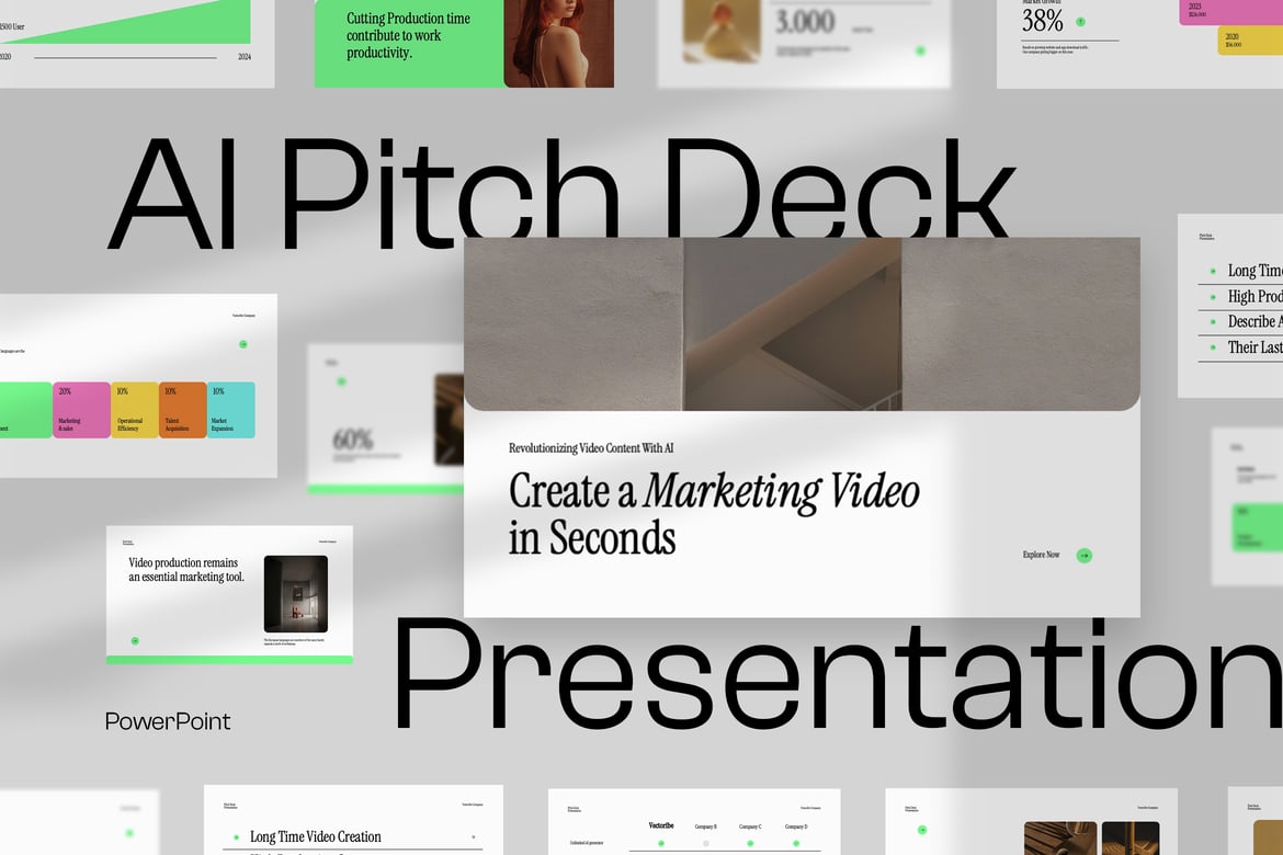 Template Presentasi Pitch Deck AI Hijau yang Menarik