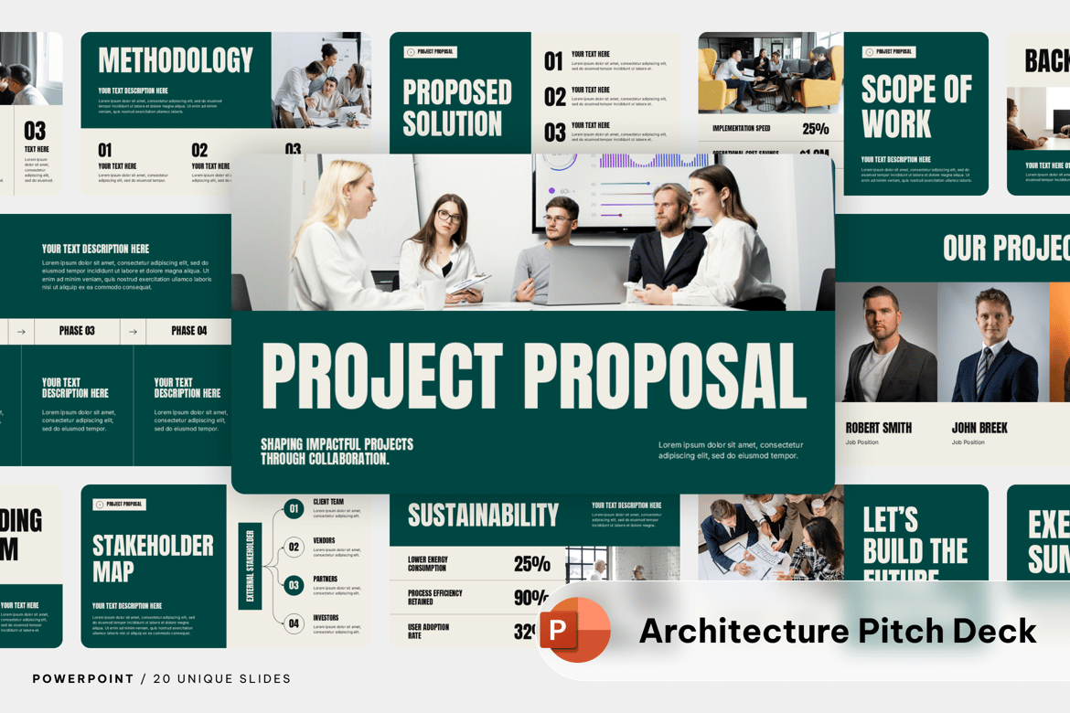 Template PowerPoint Proposal Proyek Minimalis Hijau yang Berani
