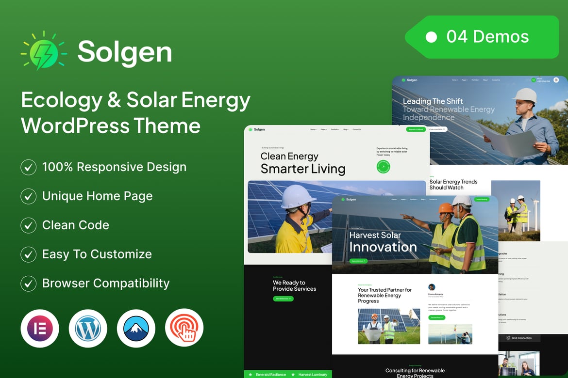 Tema WordPress Ramah Lingkungan & Energi Solar yang Modern