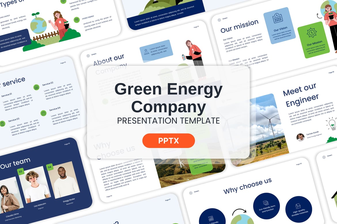 Template Powerpoint Energi Hijau - Solusi Presentasi Profesional