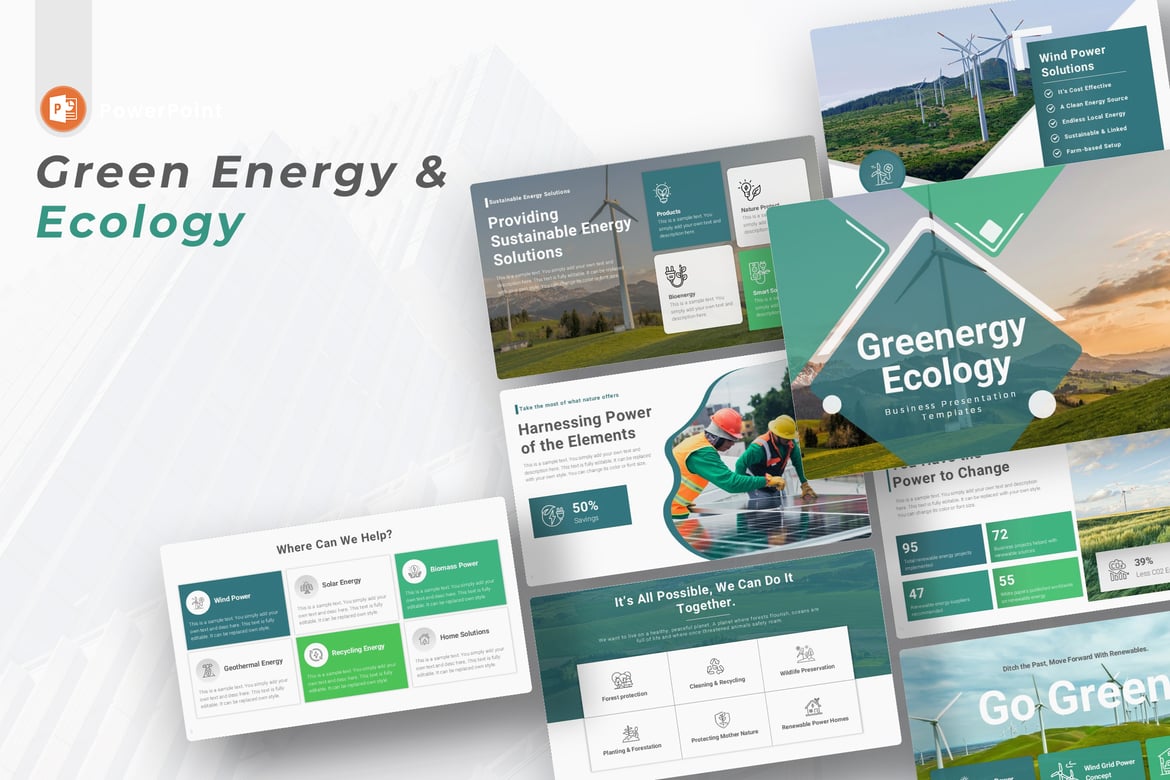 Template PowerPoint Energi Hijau dan Ekologi yang Menarik
