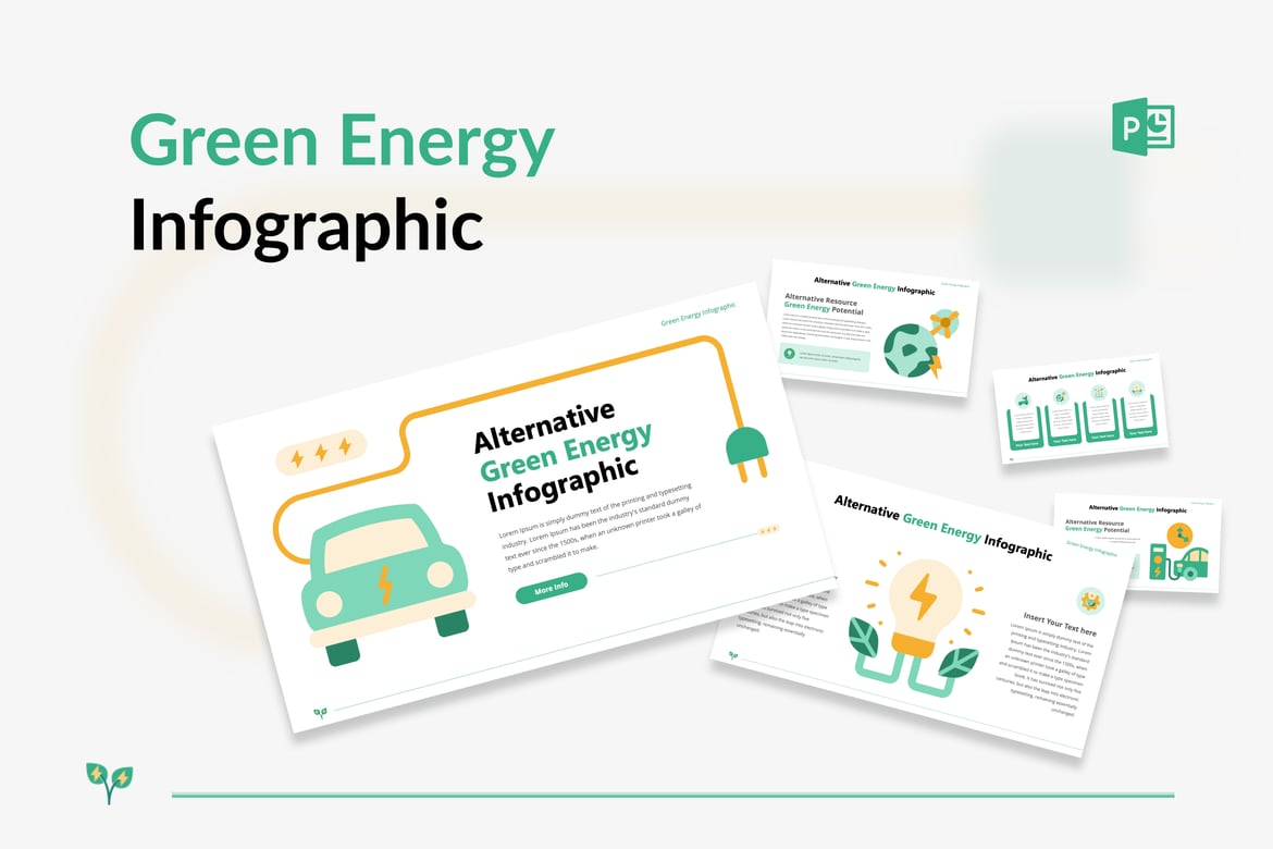Template Powerpoint Infografis Energi Hijau yang Menarik