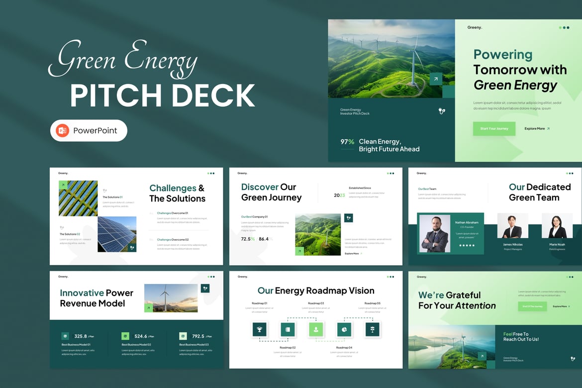 Template Presentasi PowerPoint Investor Energi Hijau yang Menarik