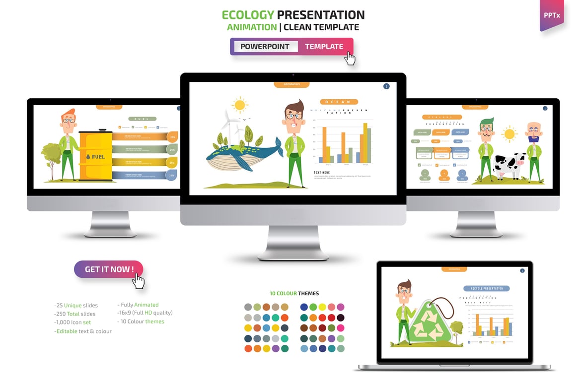 Template Powerpoint Energi Hijau yang Menarik dan Profesional