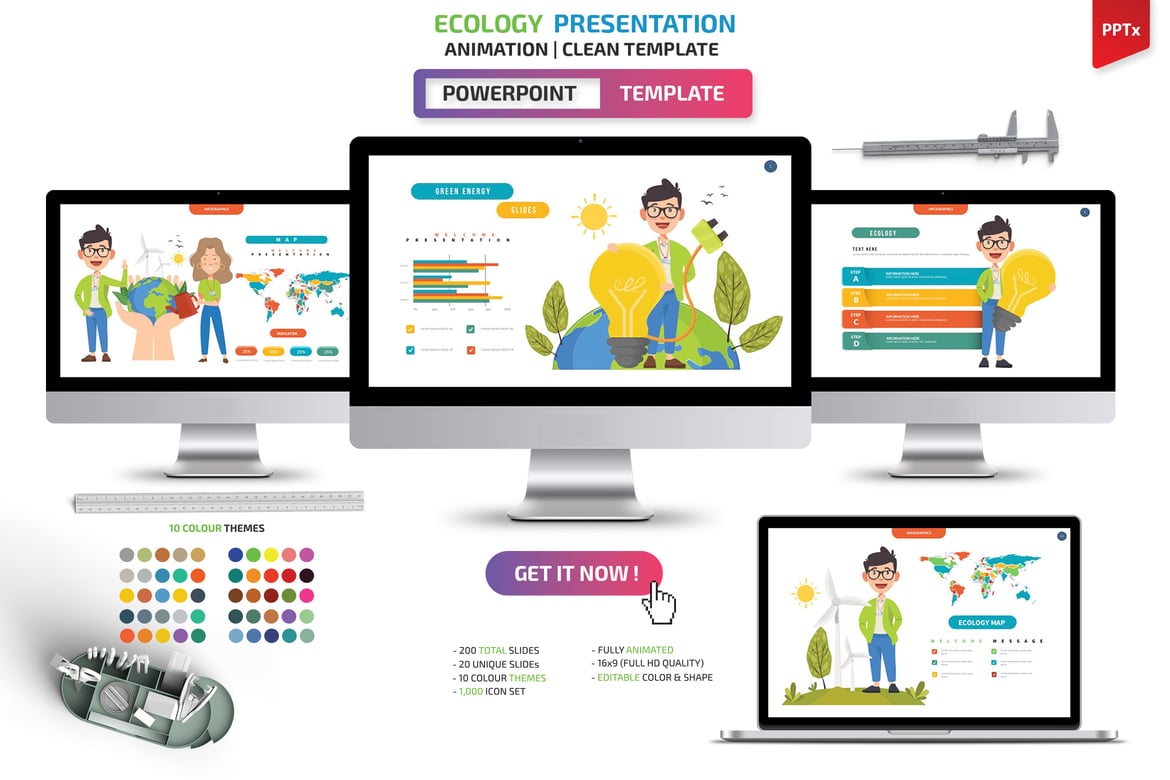 Template Powerpoint Energi Hijau yang Menarik dan Profesional