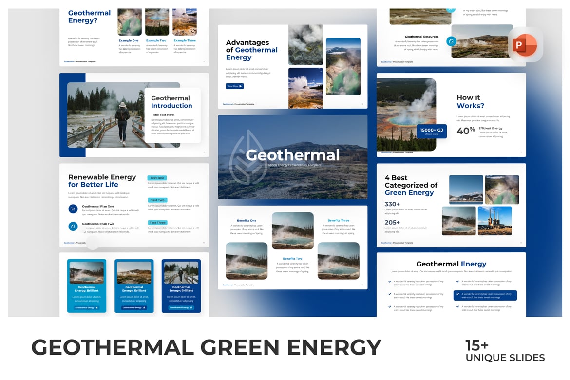 Template PowerPoint Energi Hijau Geothermal yang Menarik