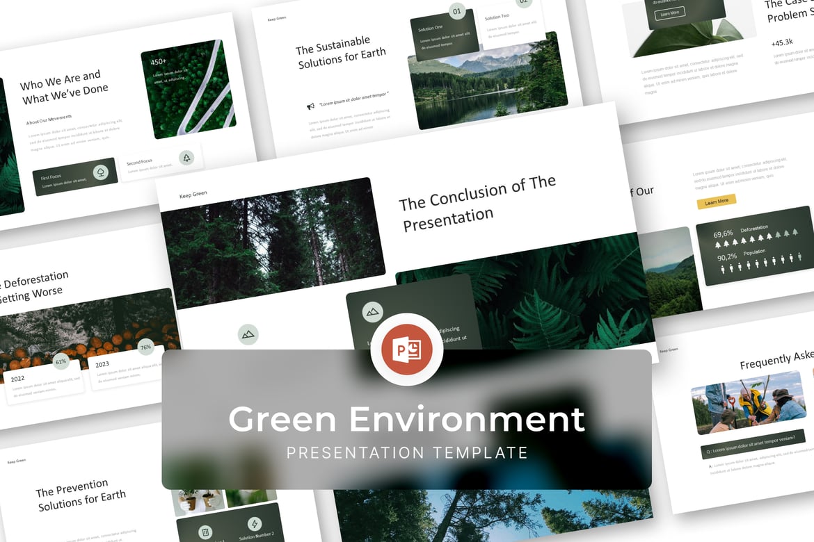 Template Presentasi PowerPoint Lingkungan Hijau yang Menarik