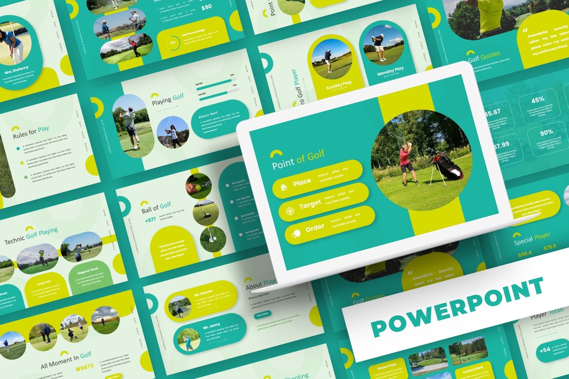 Template PowerPoint Green Golf - Solusi Presentasi Profesional