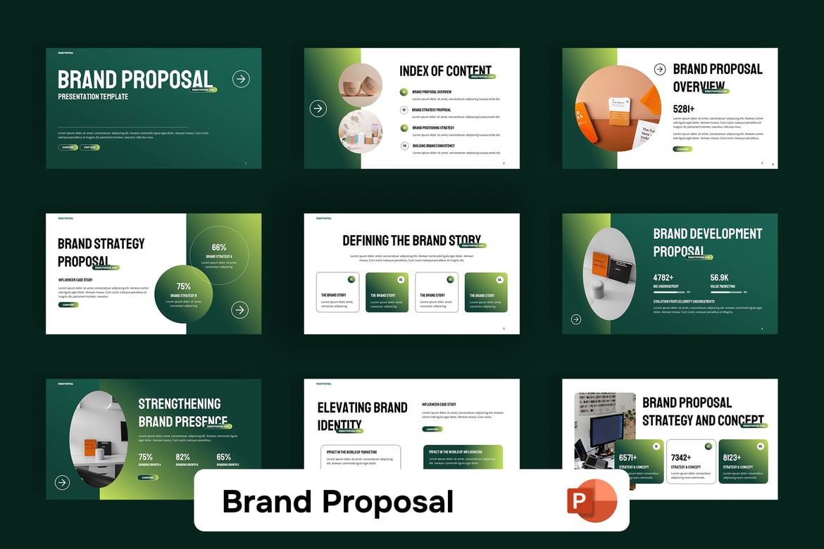 Template Presentasi PowerPoint Proposal Merek Modern Hijau