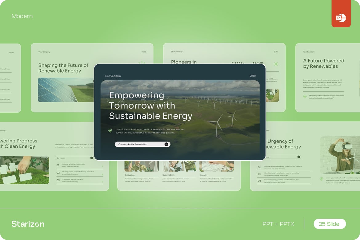 Template PowerPoint Profil Perusahaan Modern Hijau • 002
