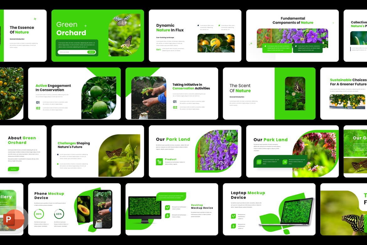 Template Presentasi Powerpoint Hijau - Energi Alam yang Menawan