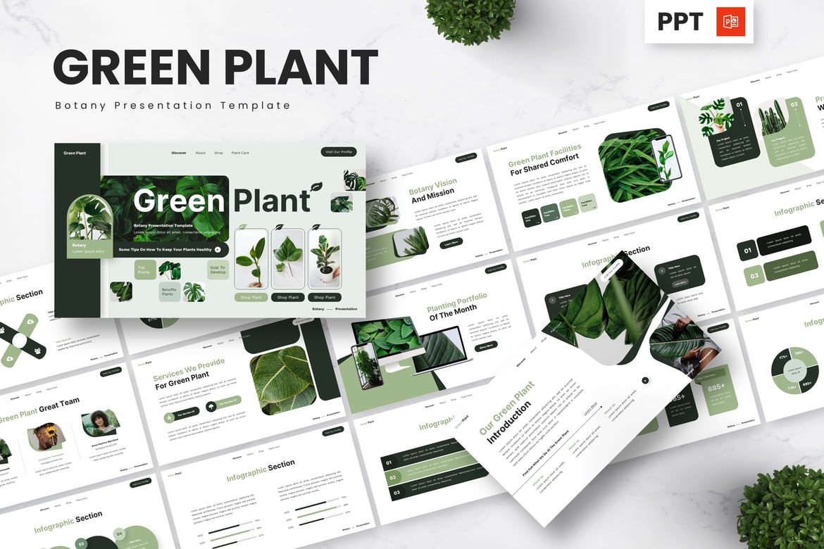 Template Presentasi Botani Hijau - Powerpoint Menarik untuk Semua Kebutuhan