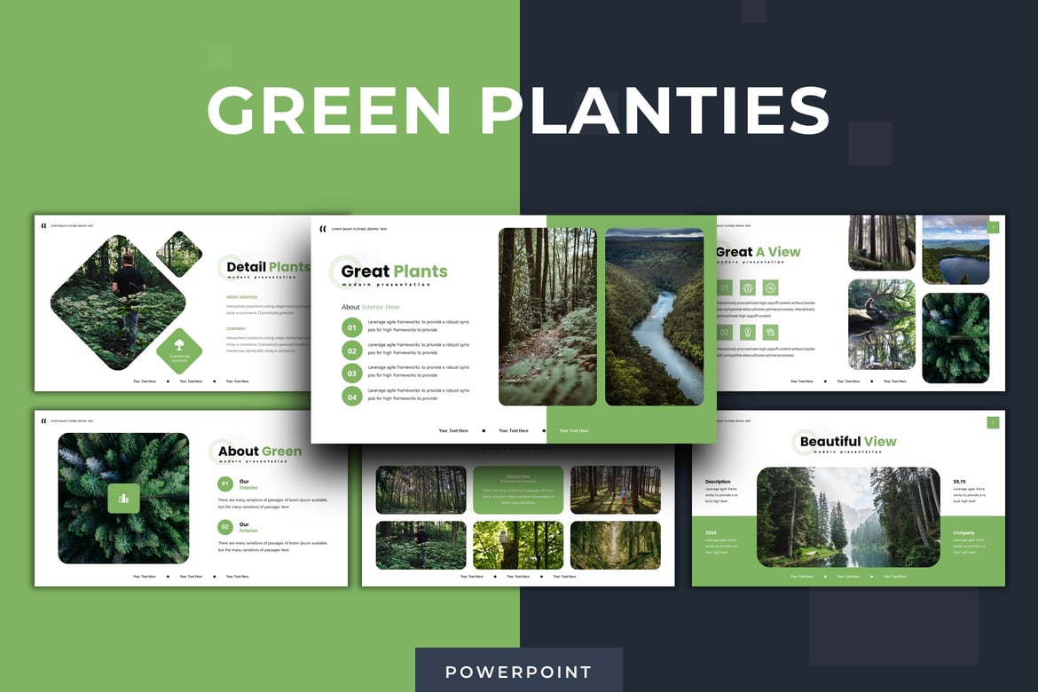 Template Powerpoint Green Planties - Solusi Kreatif untuk Presentasi Anda
