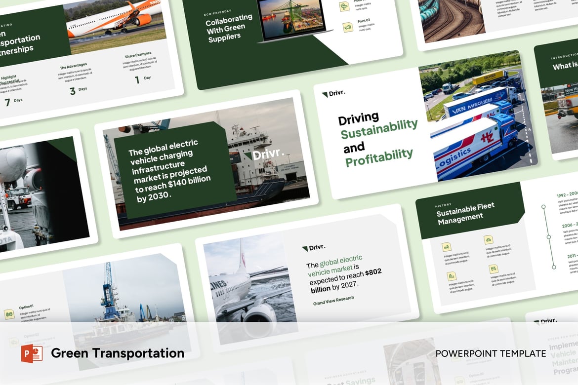 Template Presentasi Transportasi Ramah Lingkungan yang Menarik