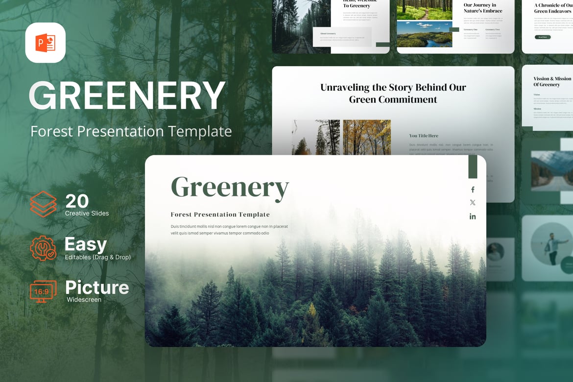 Template Powerpoint Greenery – Keindahan Alam dalam Presentasi Anda