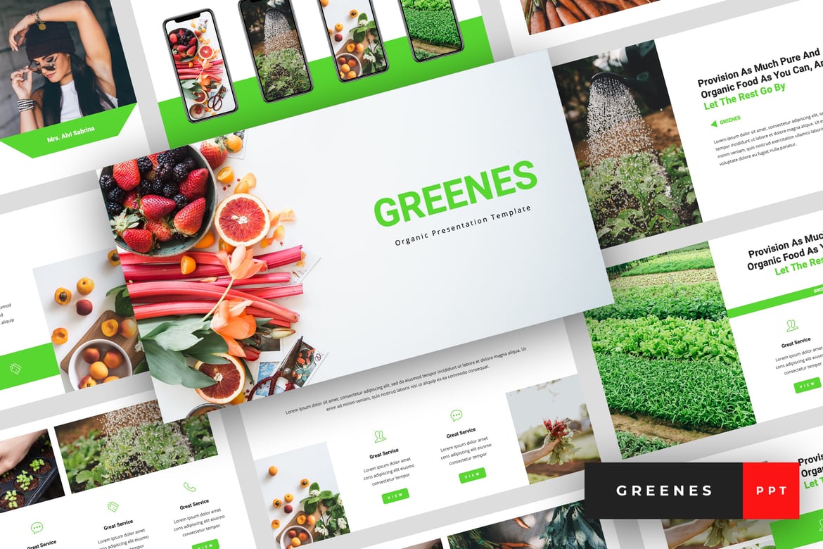 Greenes - Template PowerPoint Organik yang Menawan