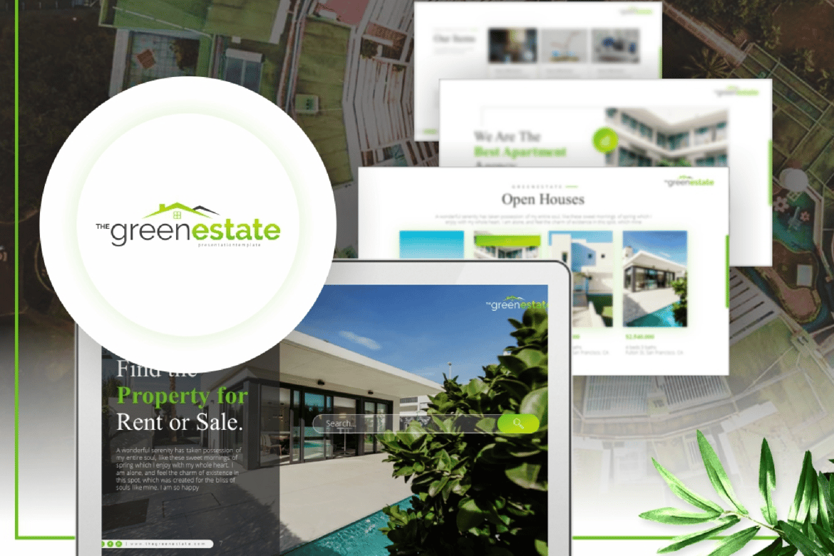 Template PowerPoint Real Estat Greenestate yang Menarik dan Profesional