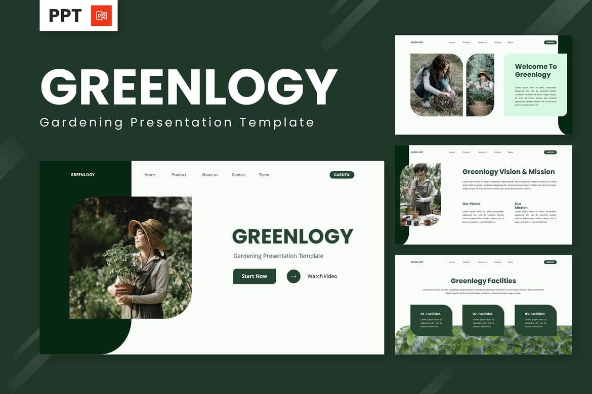 Greenlogy - Template Powerpoint Berkebun yang Menarik