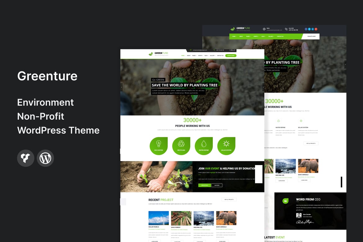 Greenture - Tema WordPress Non-Profit untuk Lingkungan yang Menarik