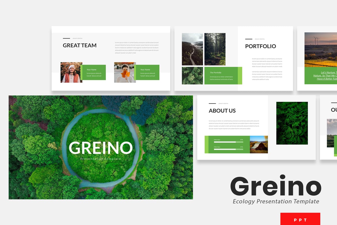Template Presentasi Powerpoint Greino - Kekuatan Alam untuk Bisnis Anda