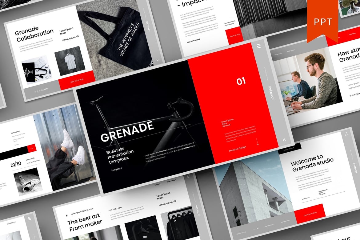 Template PowerPoint Bisnis Grenade yang Menarik dan Profesional