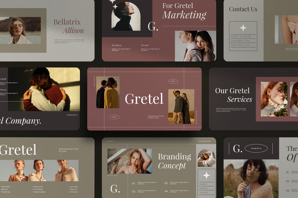 Template Presentasi PowerPoint Gretel - Desain Kreatif dan Minimalis